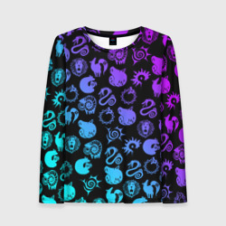 Женский лонгслив 3D 7 смертных грехов неон эмблемы