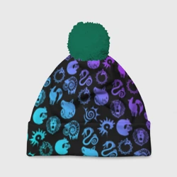 Шапка 3D c помпоном 7 смертных грехов неон эмблемы