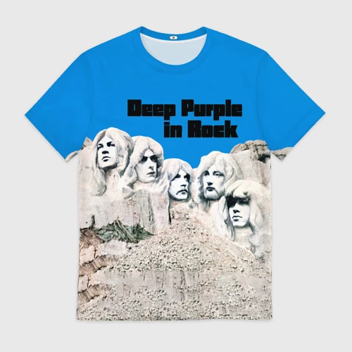 Мужская футболка 3D с принтом Deep Purple in Rock, вид спереди #2