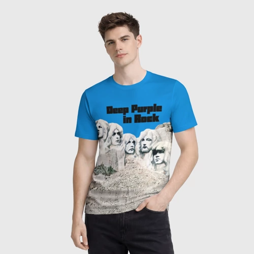 Мужская футболка 3D с принтом Deep Purple in Rock, фото на моделе #1