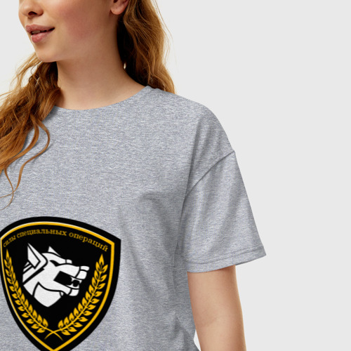 Женская футболка хлопок Oversize Силы специальных операций, цвет меланж - фото 3
