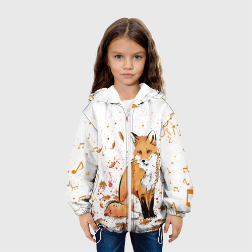 Детская куртка 3D Лиса в листьях осеннее настроение FOX IN the forest, цвет белый - фото 4