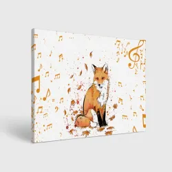 Холст прямоугольный Лиса в листьях осеннее настроение FOX IN the forest