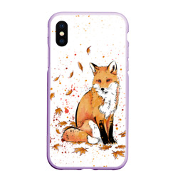 Чехол для iPhone XS Max матовый Лиса в листьях осеннее настроение FOX IN the forest