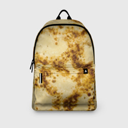 Рюкзак с принтом Жареный блин текстура для любого человека, вид спереди №3. Цвет основы: белый