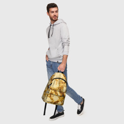 Рюкзак с принтом Жареный блин текстура для любого человека, вид спереди №5. Цвет основы: белый