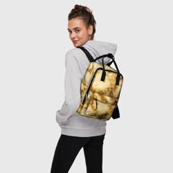 Рюкзак с принтом Жареный блин текстура для женщины, вид на модели спереди №3. Цвет основы: белый