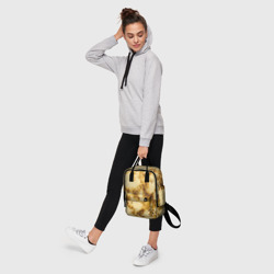 Рюкзак с принтом Жареный блин текстура для женщины, вид на модели спереди №4. Цвет основы: белый