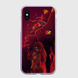 Чехол для iPhone XS Max матовый Евангелион робот и героиня