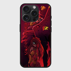 Чехол силиконовый для Apple iPhone 15 Pro матовый Евангелион робот и героиня