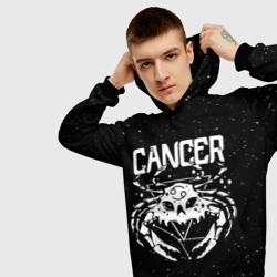 Толстовка с принтом Dark Cancer для мужчины, вид на модели спереди №3. Цвет основы: черный