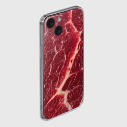Чехол для iPhone 15 силиконовый с защитой камеры Мясо на Хэллоуин - текстура - фото 2