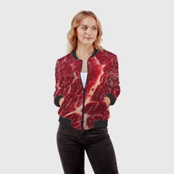 Женский бомбер 3D Мясо на Хэллоуин - текстура - фото 2