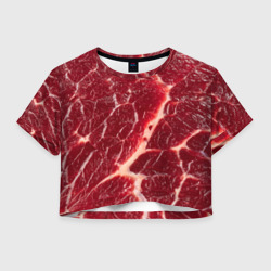 Женская футболка Crop-top 3D Мясо на Хэллоуин - текстура