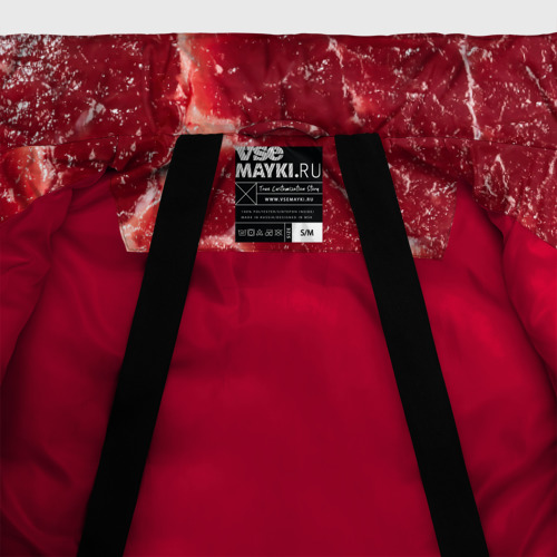 Женская зимняя куртка Oversize Мясо на Хэллоуин - текстура, цвет красный - фото 7