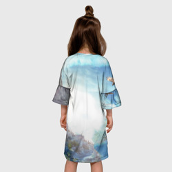 Платье с принтом Воинственная Кассандра для ребенка, вид на модели сзади №2. Цвет основы: белый