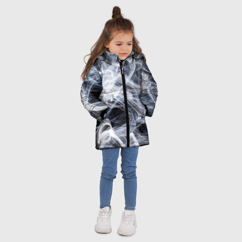 Зимняя куртка для девочек 3D с принтом Графика дыма, вид сбоку #3