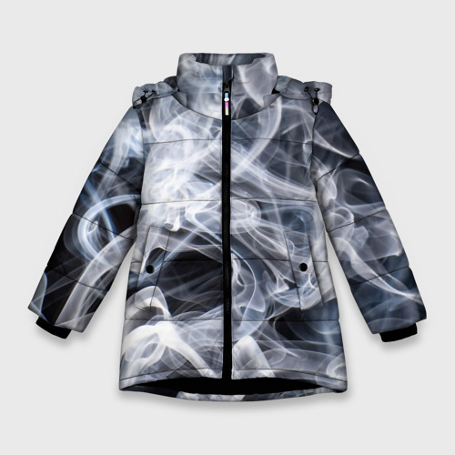 Зимняя куртка для девочек 3D с принтом Графика дыма, вид спереди #2
