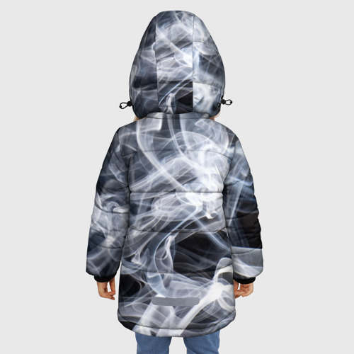 Зимняя куртка для девочек 3D с принтом Графика дыма, вид сзади #2