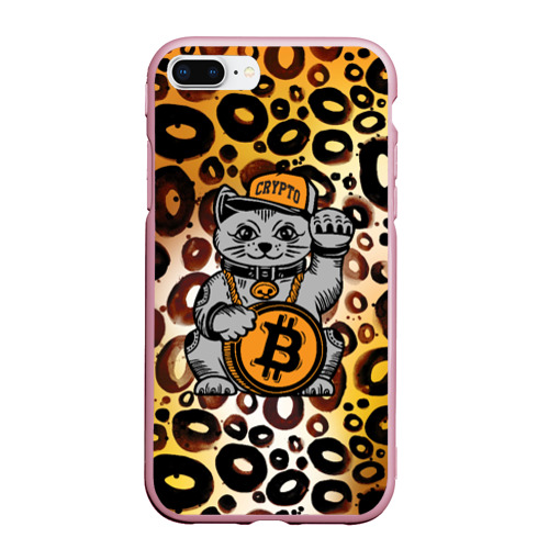 Чехол для iPhone 7Plus/8 Plus матовый BitCoin кот, цвет розовый