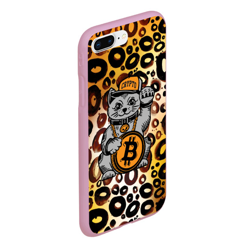 Чехол для iPhone 7Plus/8 Plus матовый BitCoin кот, цвет розовый - фото 3