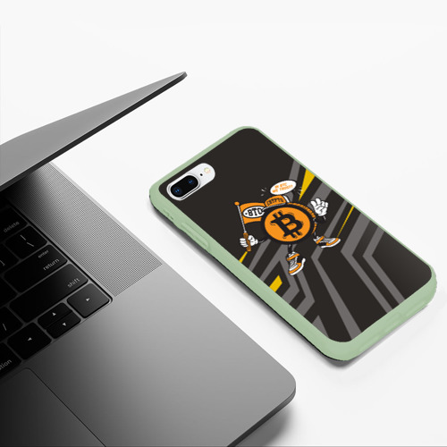 Чехол для iPhone 7Plus/8 Plus матовый BTC монета, цвет салатовый - фото 5