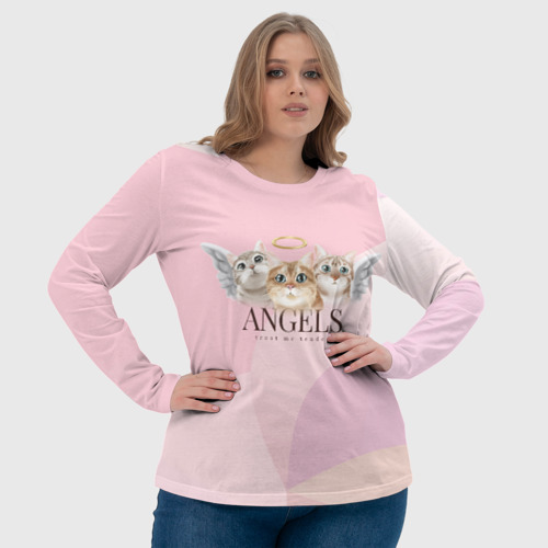 Женский лонгслив 3D Кошечки - ангелы, цвет 3D печать - фото 6