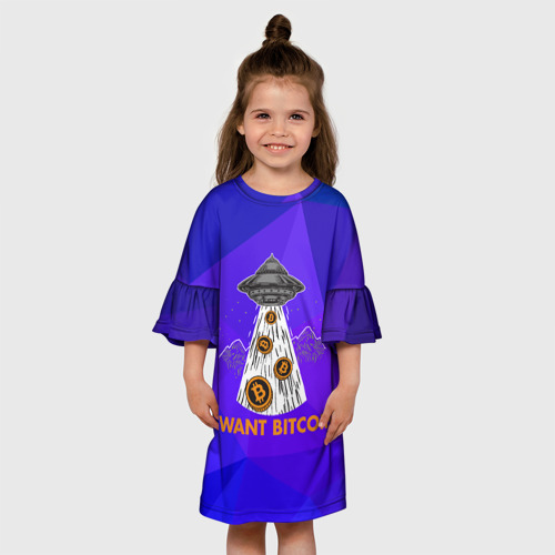 Детское платье 3D Я хочу биткоин, цвет 3D печать - фото 4