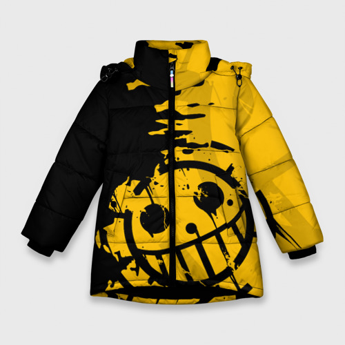 Зимняя куртка для девочек с принтом One piece pirates пираты, вид спереди №1