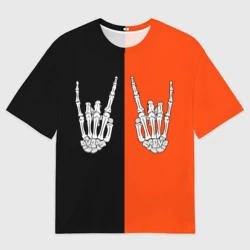 Женская футболка oversize 3D Ладошки скелета