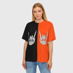Женская футболка oversize 3D Ладошки скелета - фото 2