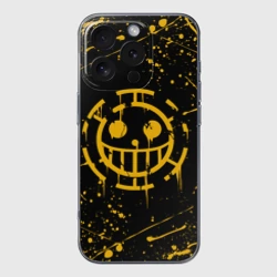 Чехол для iPhone 16 Pro Max силиконовый с защитой камеры One piece pirates Ван Пис пираты жёлтый