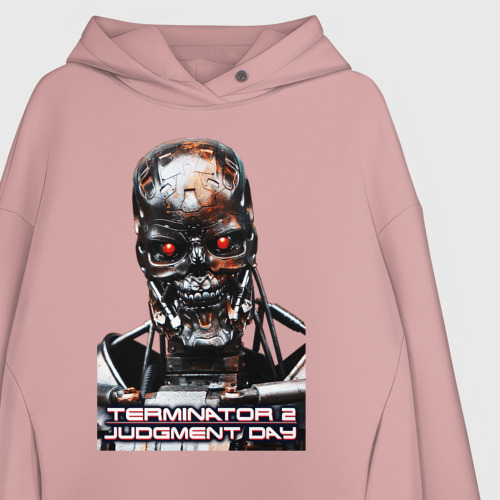 Женское худи Oversize хлопок Terminator T-800, цвет пыльно-розовый - фото 3