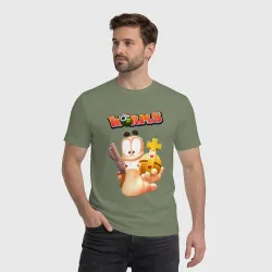 Мужская футболка хлопок Worms 3D game - holy hand grenade - фото 2