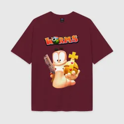 Женская футболка Oversize хлопок texturе Worms 3D game - holy hand grenade
