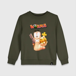 Детский свитшот хлопок Worms 3D game - holy hand grenade