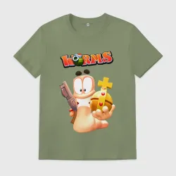 Мужская футболка хлопок Worms 3D game - holy hand grenade
