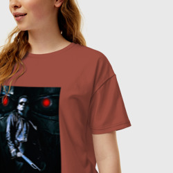 Женская футболка хлопок Oversize Terminator JD - фото 2