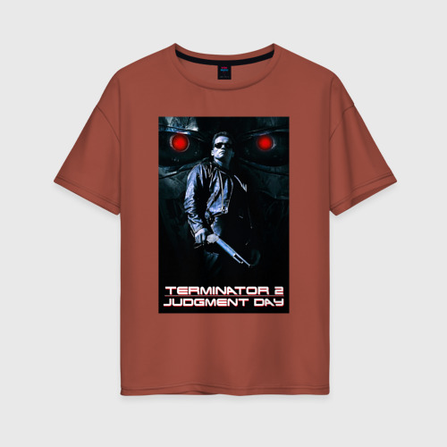 Женская футболка хлопок Oversize Terminator JD, цвет кирпичный