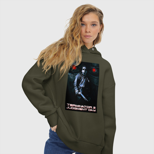 Женское худи Oversize хлопок Terminator JD, цвет хаки - фото 4