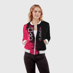 Женский бомбер 3D Игра в кальмара Squid game - фото 2