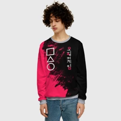 Мужской свитшот 3D Игра в кальмара Squid game - фото 2