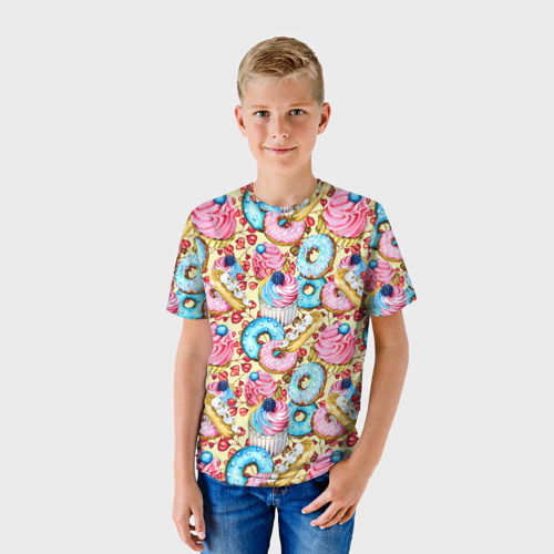 Детская футболка 3D Вкусный узор из сладостей, цвет 3D печать - фото 3