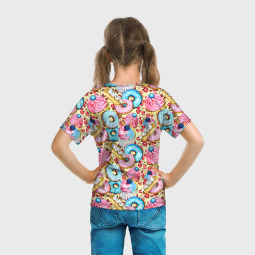 Детская футболка 3D Вкусный узор из сладостей, цвет 3D печать - фото 6