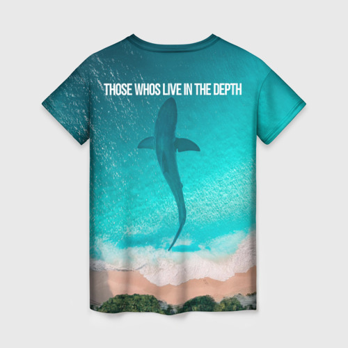 Женская футболка 3D с принтом Shark in sea, вид сзади #1