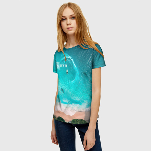 Женская футболка 3D с принтом Shark in sea, фото на моделе #1