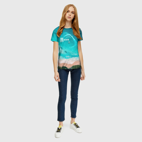 Женская футболка 3D с принтом Shark in sea, вид сбоку #3