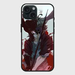 Чехол силиконовый для Apple iPhone 15 матовый Аста в режиме демона черный клевер