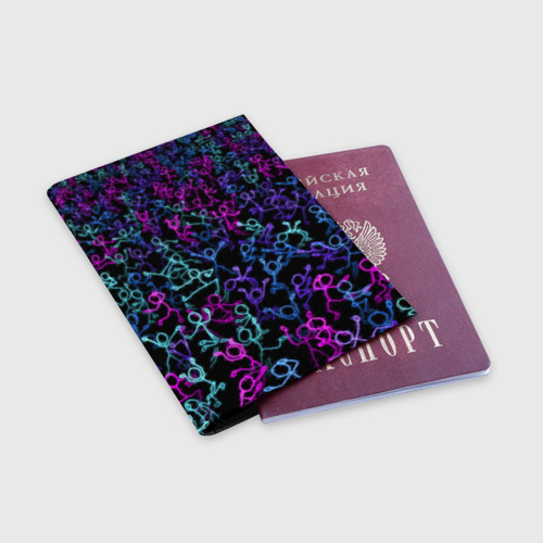 Обложка для паспорта матовая кожа Neon Rave Party, цвет черный - фото 3