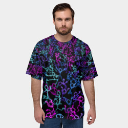 Мужская футболка oversize 3D Neon Rave Party - фото 2